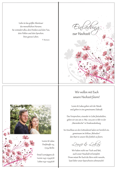  Einladungskarten Hochzeit, Hochzeitseinladungen, Hochzeitskarten, Einladungen für Hochzeit