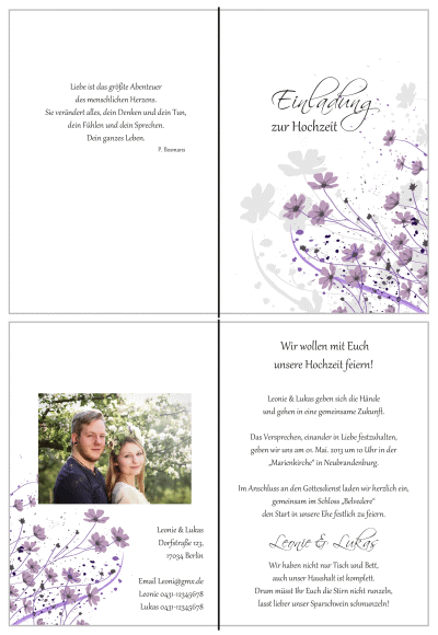  Einladungskarten Hochzeit, Hochzeitseinladungen, Hochzeitskarten, Einladungen für Hochzeit