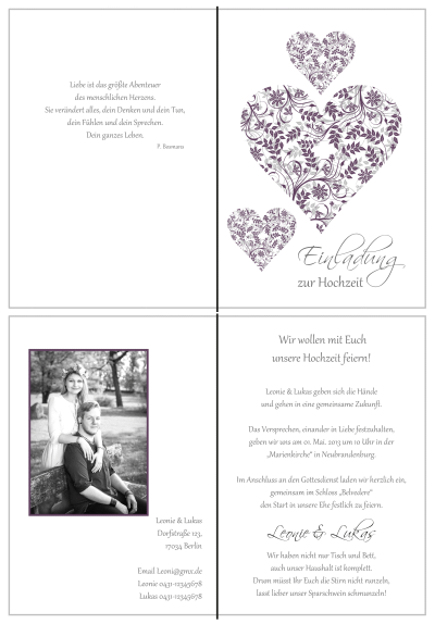  Einladungskarten Hochzeit, Hochzeitseinladungen, Hochzeitskarten, Einladungen für Hochzeit