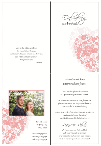  Einladungskarten Hochzeit, Hochzeitseinladungen, Hochzeitskarten, Einladungen f&uuml;r Hochzeit