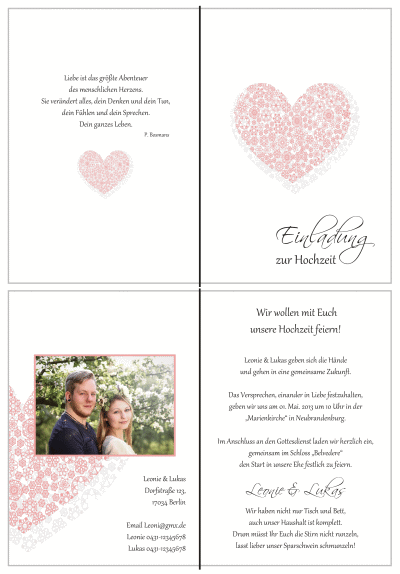  Einladungskarten Hochzeit, Hochzeitseinladungen, Hochzeitskarten, Einladungen für Hochzeit