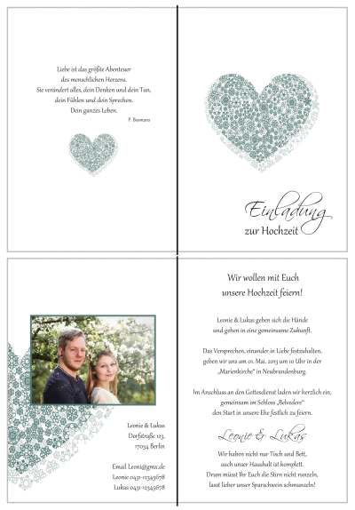  Einladungskarten Hochzeit, Hochzeitseinladungen, Hochzeitskarten, Einladungen für Hochzeit