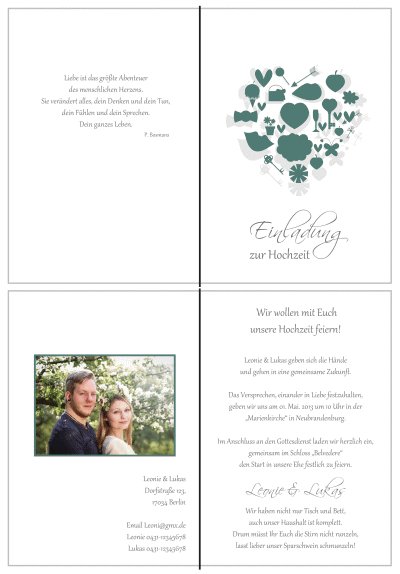  Einladungskarten Hochzeit, Hochzeitseinladungen, Hochzeitskarten, Einladungen für Hochzeit