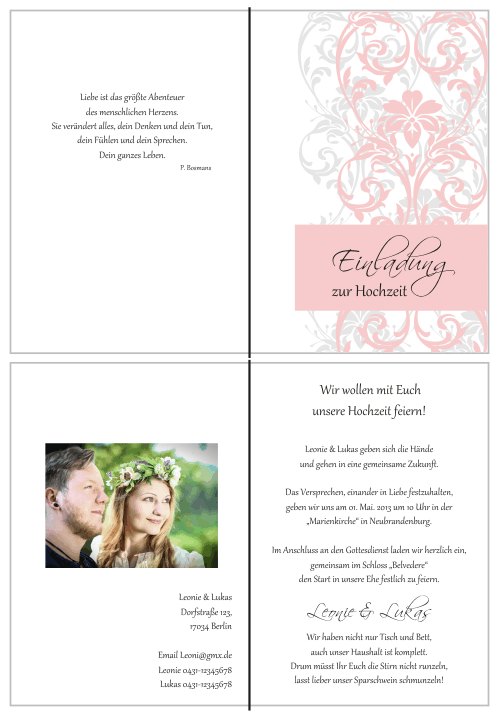  Einladungskarten Hochzeit, Hochzeitseinladungen, Hochzeitskarten, Einladungen für Hochzeit