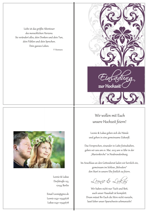  Einladungskarten Hochzeit, Hochzeitseinladungen, Hochzeitskarten, Einladungen für Hochzeit