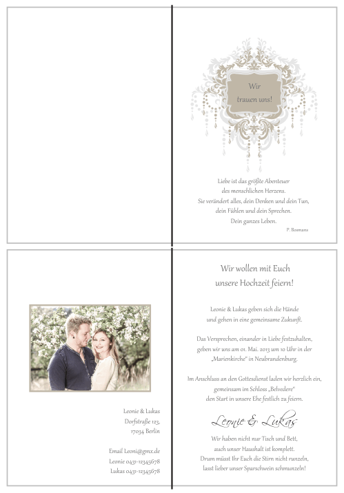  Einladungskarten Hochzeit, Hochzeitseinladungen, Hochzeitskarten, Einladungen für Hochzeit
