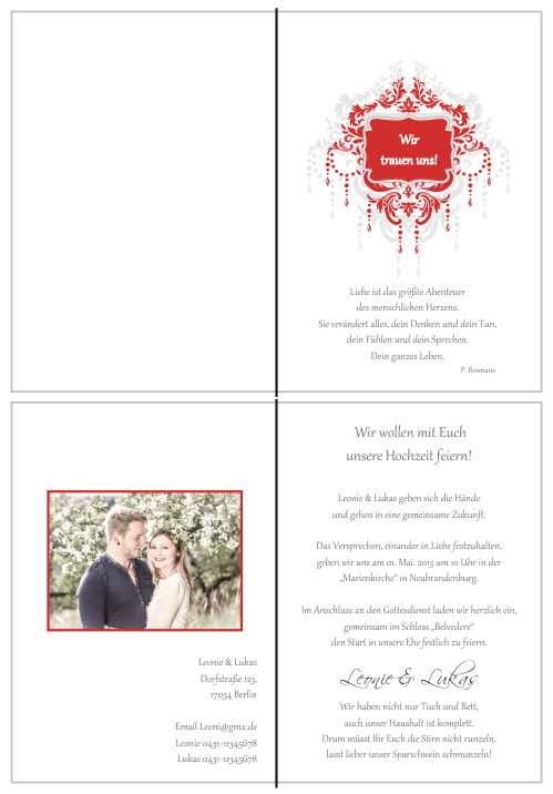  Einladungskarten Hochzeit, Hochzeitseinladungen, Hochzeitskarten, Einladungen für Hochzeit