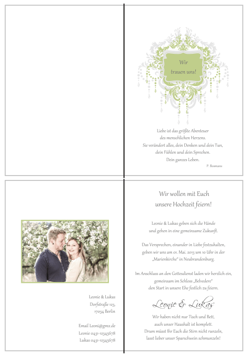  Einladungskarten Hochzeit, Hochzeitseinladungen, Hochzeitskarten, Einladungen für Hochzeit