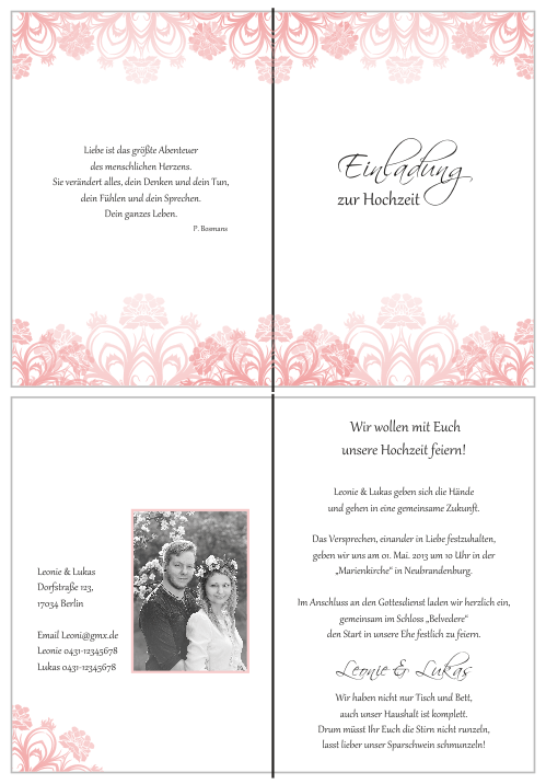  Einladungskarten Hochzeit, Hochzeitseinladungen, Hochzeitskarten, Einladungen für Hochzeit