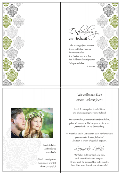  Einladungskarten Hochzeit, Hochzeitseinladungen, Hochzeitskarten, Einladungen für Hochzeit