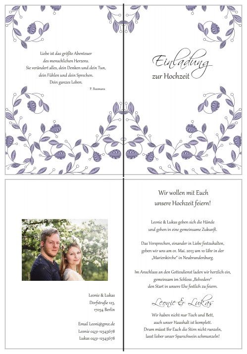  Einladungskarten Hochzeit, Hochzeitseinladungen, Hochzeitskarten, Einladungen für Hochzeit