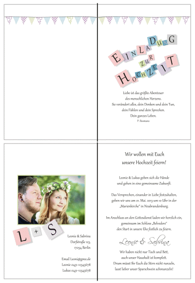  Einladungskarten Hochzeit, Hochzeitseinladungen, Hochzeitskarten, Einladungen für Hochzeit