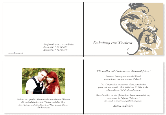  Einladungskarten Hochzeit, Hochzeitseinladungen, Hochzeitskarten, Einladungen für Hochzeit