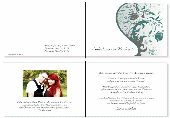  Einladungskarten Hochzeit, Hochzeitseinladungen, Hochzeitskarten, Einladungen für Hochzeit