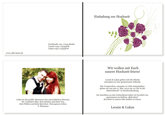  Einladungskarten Hochzeit, Hochzeitseinladungen, Hochzeitskarten, Einladungen für Hochzeit