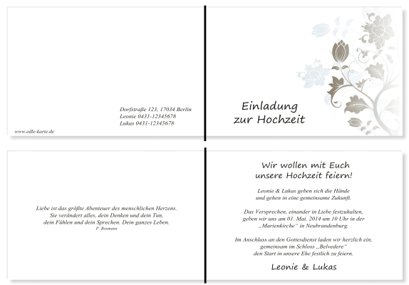  Einladungskarten Hochzeit, Hochzeitseinladungen, Hochzeitskarten, Einladungen für Hochzeit