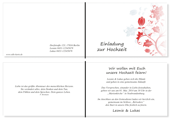  Einladungskarten Hochzeit, Hochzeitseinladungen, Hochzeitskarten, Einladungen für Hochzeit