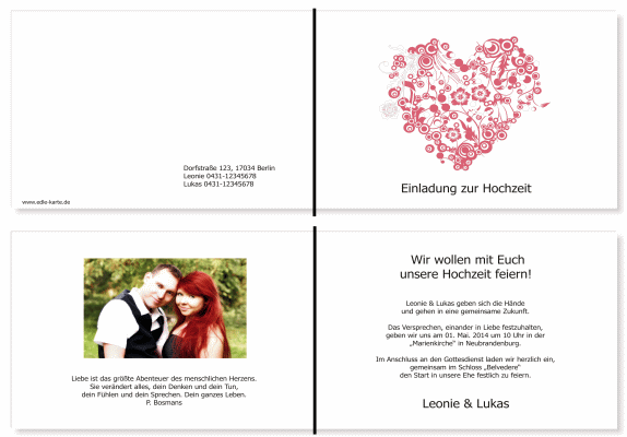  Einladungskarten Hochzeit, Hochzeitseinladungen, Hochzeitskarten, Einladungen für Hochzeit