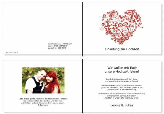  Einladungskarten Hochzeit, Hochzeitseinladungen, Hochzeitskarten, Einladungen für Hochzeit