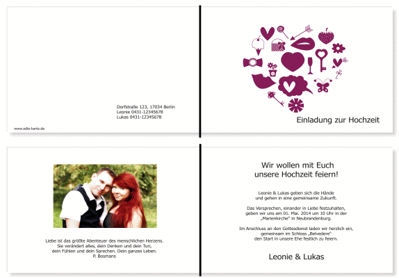  Einladungskarten Hochzeit, Hochzeitseinladungen, Hochzeitskarten, Einladungen für Hochzeit