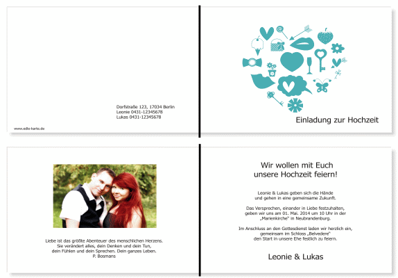  Einladungskarten Hochzeit, Hochzeitseinladungen, Hochzeitskarten, Einladungen für Hochzeit