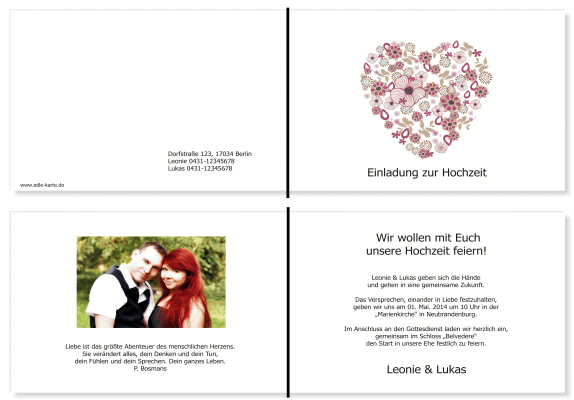  Einladungskarten Hochzeit, Hochzeitseinladungen, Hochzeitskarten, Einladungen für Hochzeit