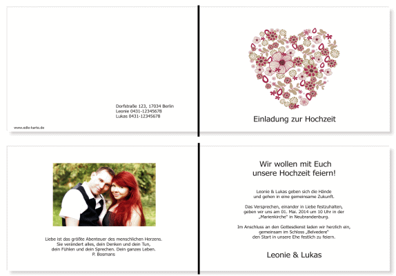  Einladungskarten Hochzeit, Hochzeitseinladungen, Hochzeitskarten, Einladungen für Hochzeit