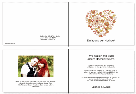  Einladungskarten Hochzeit, Hochzeitseinladungen, Hochzeitskarten, Einladungen für Hochzeit