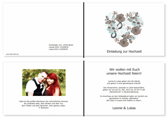  Einladungskarten Hochzeit, Hochzeitseinladungen, Hochzeitskarten, Einladungen für Hochzeit