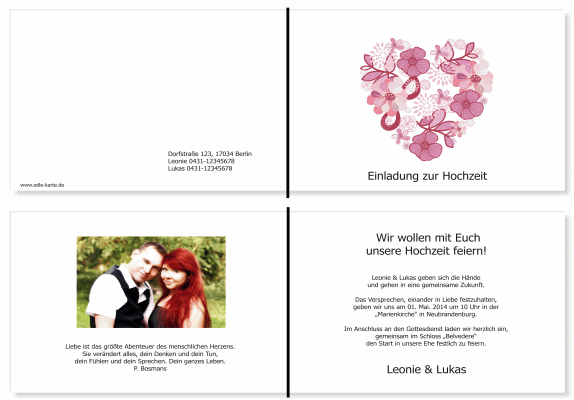  Einladungskarten Hochzeit, Hochzeitseinladungen, Hochzeitskarten, Einladungen für Hochzeit