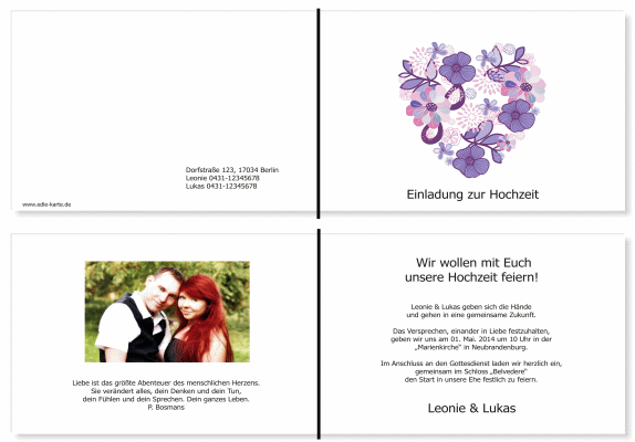  Einladungskarten Hochzeit, Hochzeitseinladungen, Hochzeitskarten, Einladungen für Hochzeit