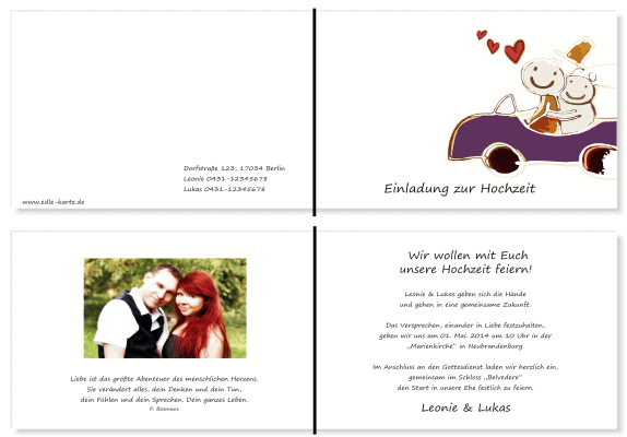  Einladungskarten Hochzeit, Hochzeitseinladungen, Hochzeitskarten, Einladungen für Hochzeit