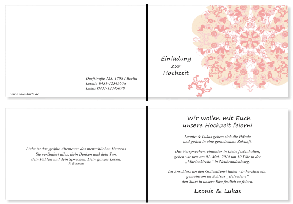  Einladungskarten Hochzeit, Hochzeitseinladungen, Hochzeitskarten, Einladungen für Hochzeit