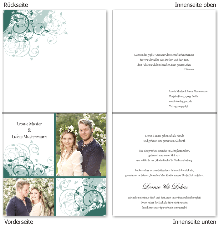  Einladungskarten Hochzeit, Hochzeitseinladungen, Hochzeitskarten, Einladungen für Hochzeit