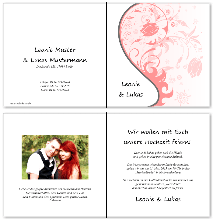  Einladungskarten Hochzeit, Hochzeitseinladungen, Hochzeitskarten, Einladungen für Hochzeit