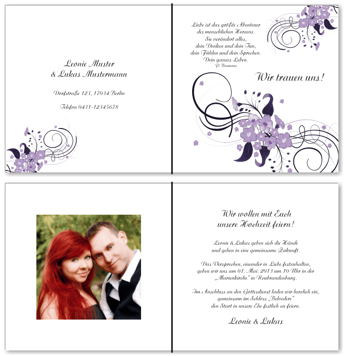  Einladungskarten Hochzeit, Hochzeitseinladungen, Hochzeitskarten, Einladungen für Hochzeit