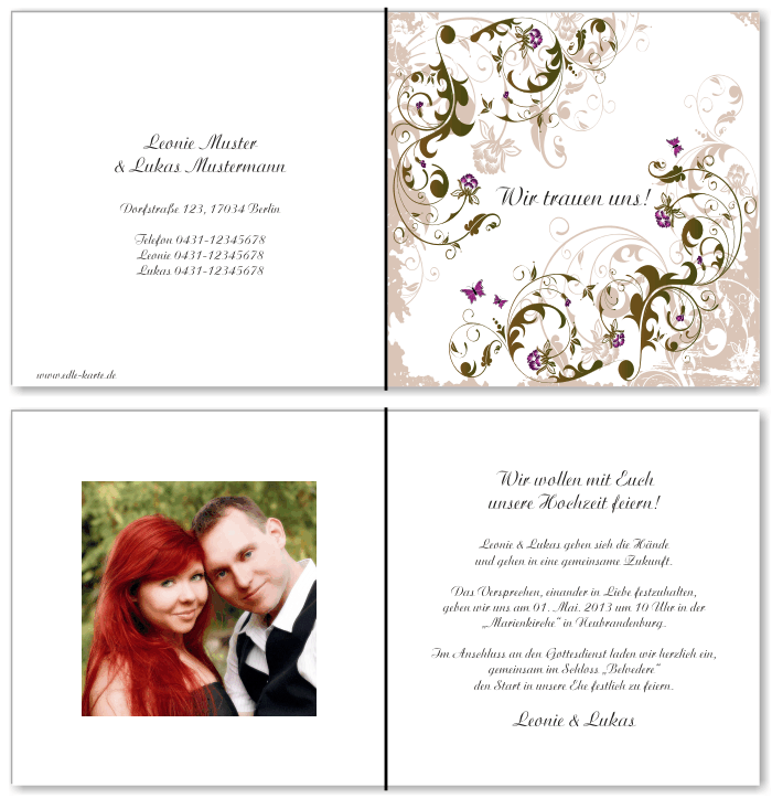  Einladungskarten Hochzeit, Hochzeitseinladungen, Hochzeitskarten, Einladungen für Hochzeit