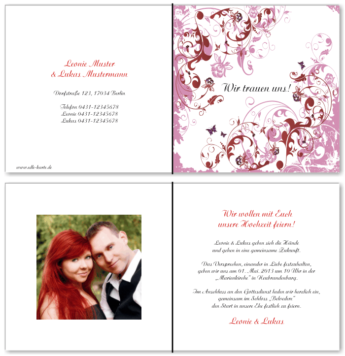  Einladungskarten Hochzeit, Hochzeitseinladungen, Hochzeitskarten, Einladungen für Hochzeit