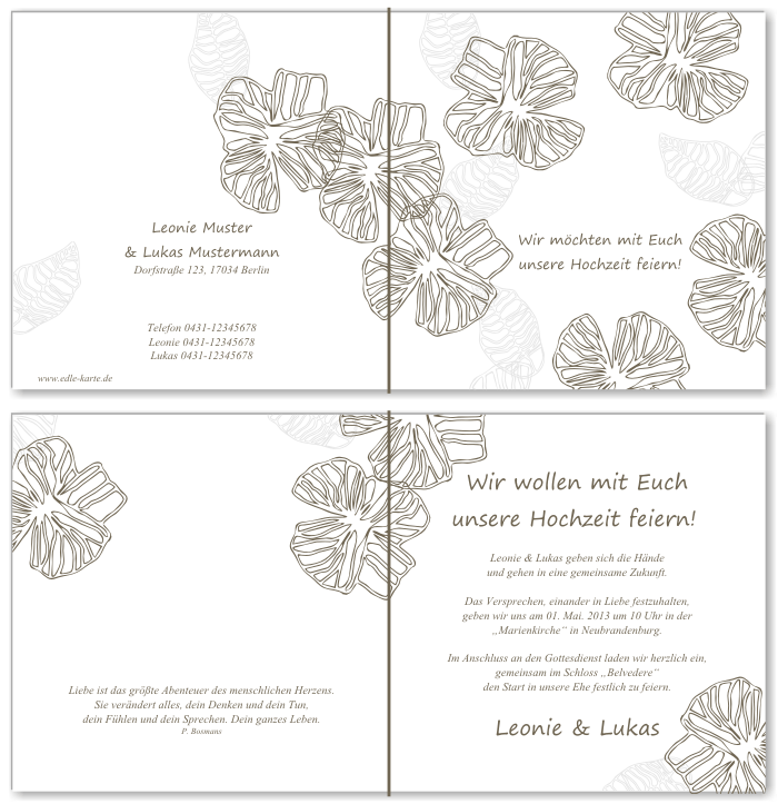  Einladungskarten Hochzeit, Hochzeitseinladungen, Hochzeitskarten, Einladungen für Hochzeit