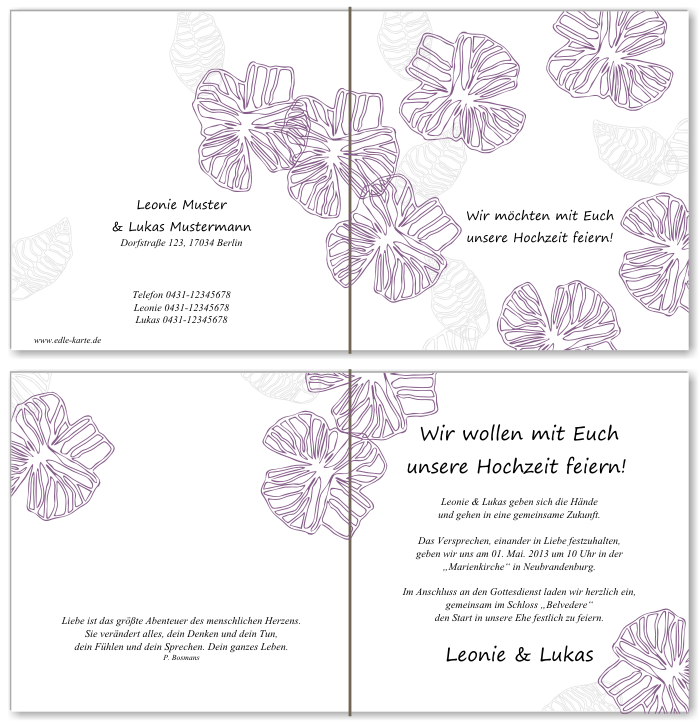  Einladungskarten Hochzeit, Hochzeitseinladungen, Hochzeitskarten, Einladungen für Hochzeit