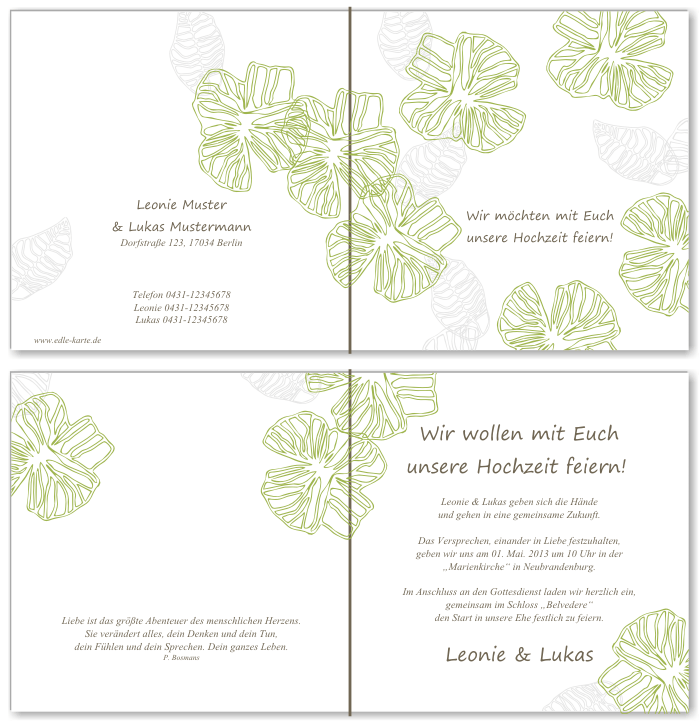  Einladungskarten Hochzeit, Hochzeitseinladungen, Hochzeitskarten, Einladungen für Hochzeit