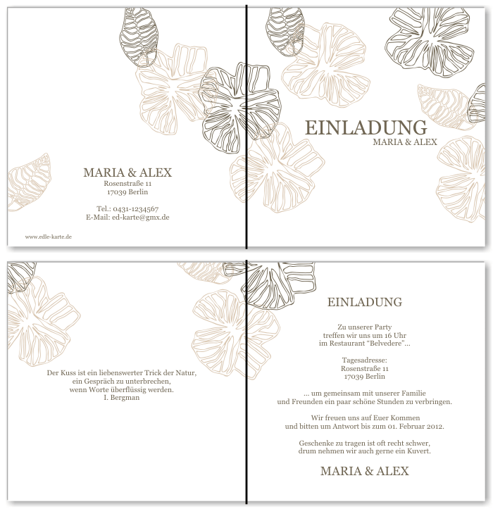  Einladungskarten Hochzeit, Hochzeitseinladungen, Hochzeitskarten, Einladungen für Hochzeit