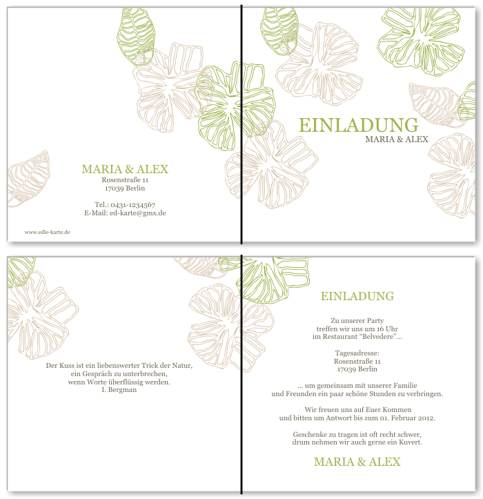  Einladungskarten Hochzeit, Hochzeitseinladungen, Hochzeitskarten, Einladungen für Hochzeit