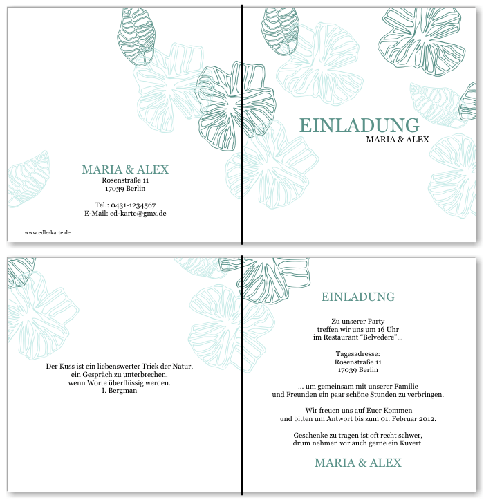  Einladungskarten Hochzeit, Hochzeitseinladungen, Hochzeitskarten, Einladungen für Hochzeit