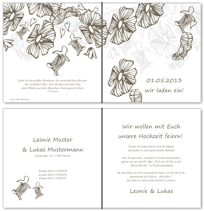  Einladungskarten Hochzeit, Hochzeitseinladungen, Hochzeitskarten, Einladungen für Hochzeit