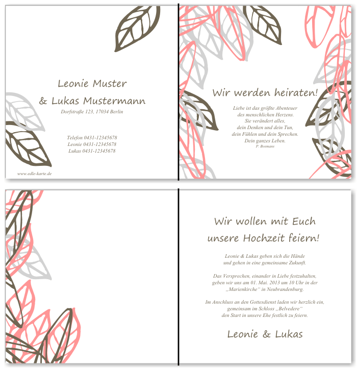  Einladungskarten Hochzeit, Hochzeitseinladungen, Hochzeitskarten, Einladungen für Hochzeit