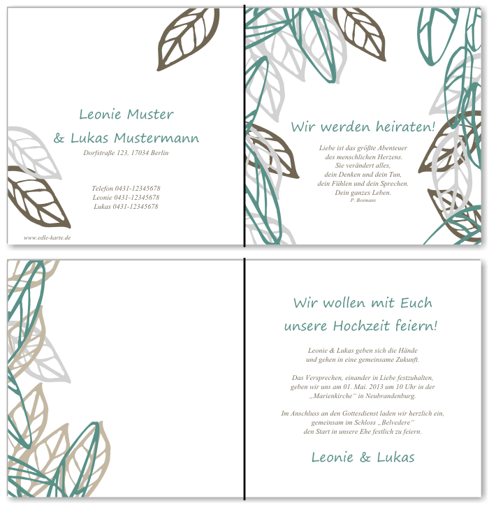 Einladungskarten Hochzeit, Hochzeitseinladungen, Hochzeitskarten, Einladungen für Hochzeit