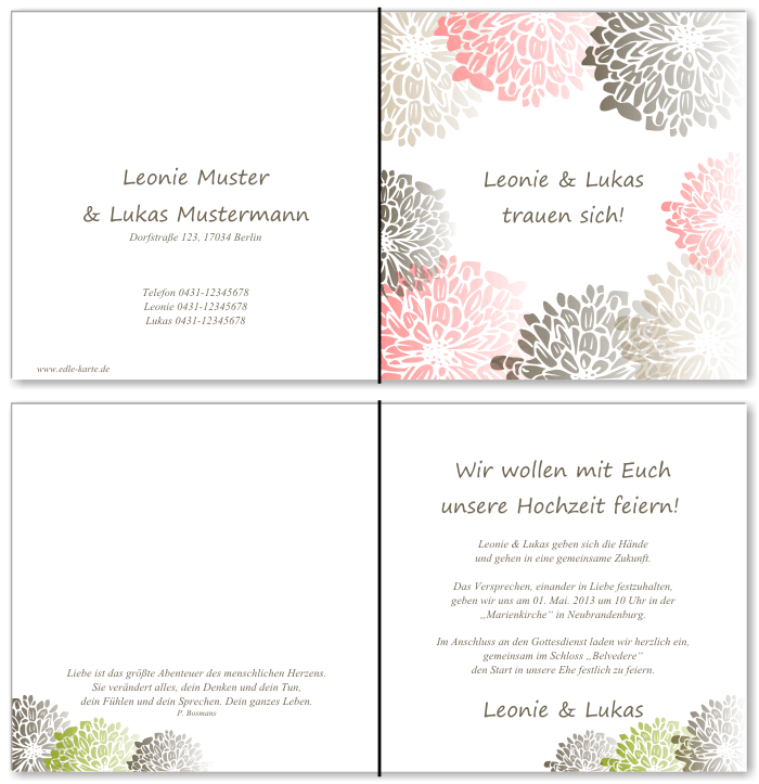  Einladungskarten Hochzeit, Hochzeitseinladungen, Hochzeitskarten, Einladungen für Hochzeit