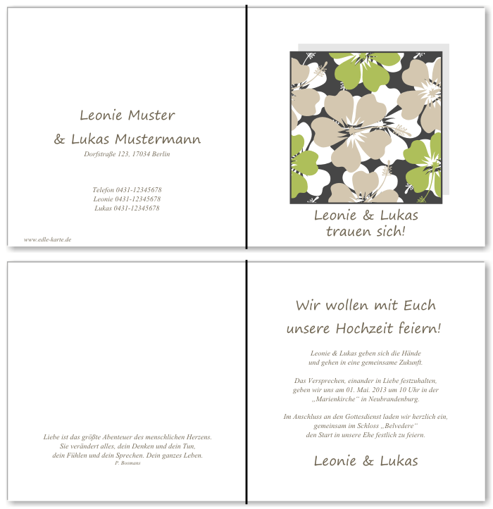  Einladungskarten Hochzeit, Hochzeitseinladungen, Hochzeitskarten, Einladungen für Hochzeit