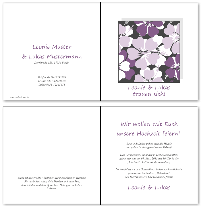  Einladungskarten Hochzeit, Hochzeitseinladungen, Hochzeitskarten, Einladungen für Hochzeit